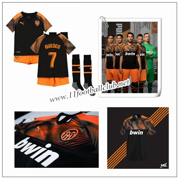 Le Nouveau Maillot du Valence CF GUEDES 7 Enfant Exterieur Orange 2019/20 Floqué