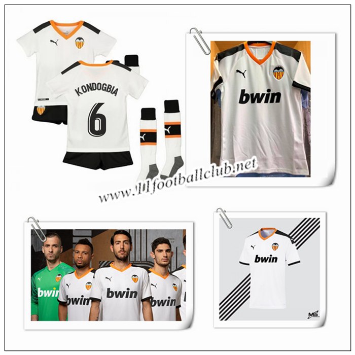 Le Nouveaux Maillot de Valence CF KONDOGBIA 6 Enfant Domicile Blanc 2019/20