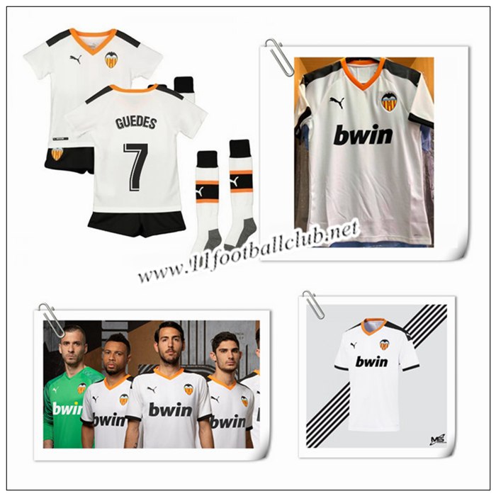Le Nouveau Maillot du Valence CF GUEDES 7 Enfant Domicile Blanc 2019/20 Floqué
