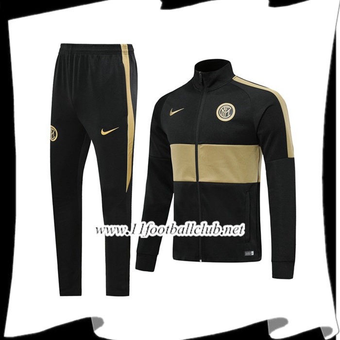 Le Nouveaux Ensemble Veste Survetement Inter Milan Noir/Jaune 2019/20 Junior