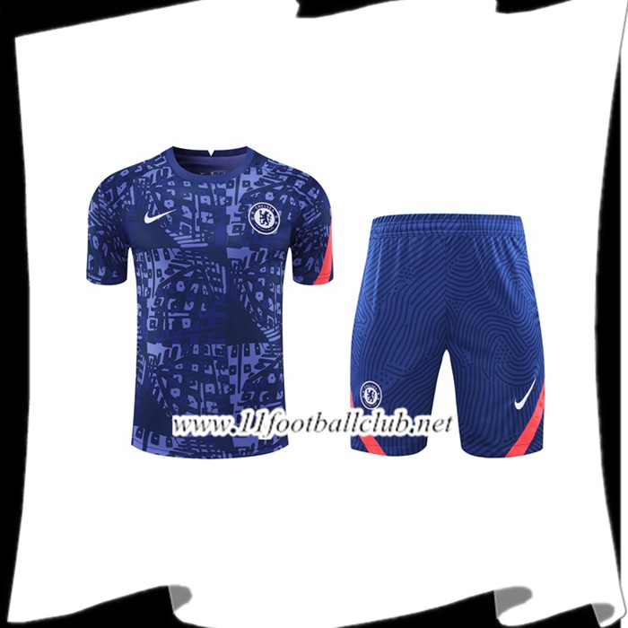 Le Nouveaux Ensemble Training T-Shirts FC Chelsea + Shorts Bleu 2020/2021