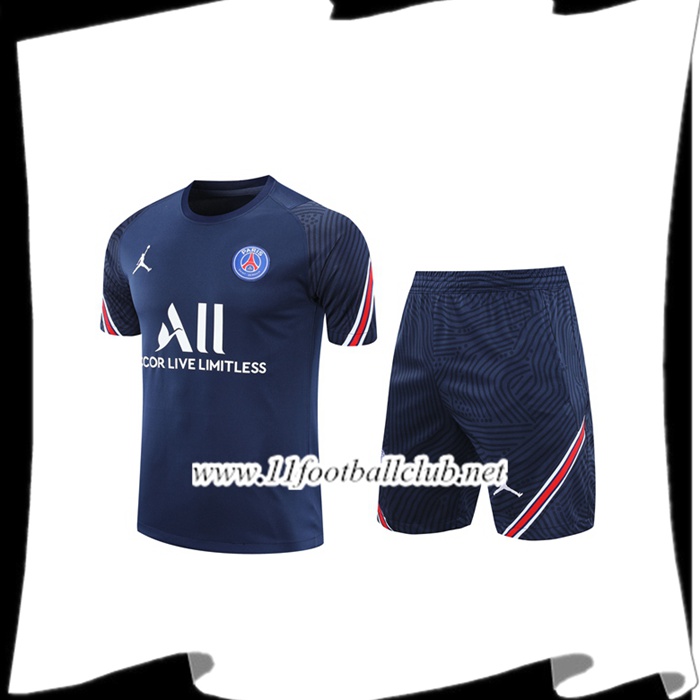 Le Nouveau Ensemble Training T-Shirts PSG Jordan + Shorts Bleu Marin 2020/2021