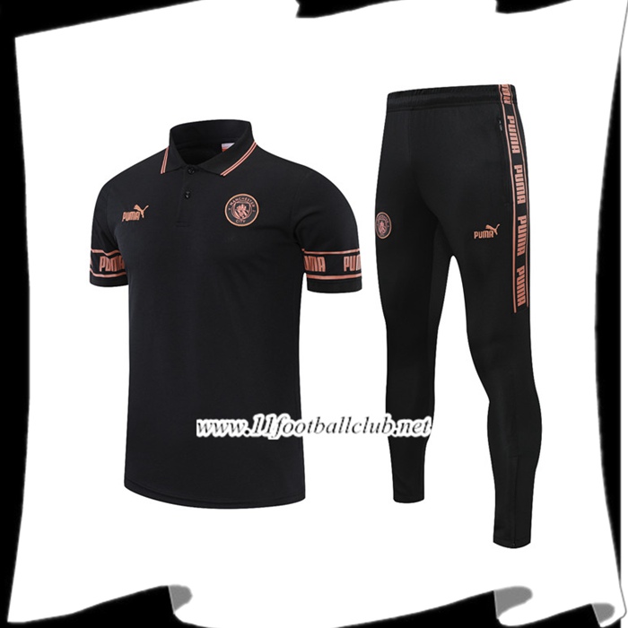 Le Nouveaux Ensemble Polo Manchester City + Pantalon Noir 2021/2022