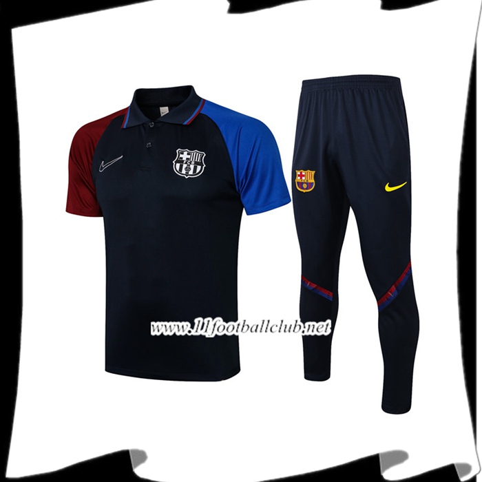 Le Nouveaux Ensemble Polo FC Barcelone + Pantalon Noir/Bleu 2021/2022