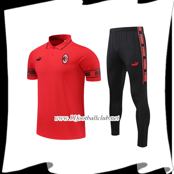 Le Nouveaux Ensemble Polo Milan AC + Pantalon Rouge 2021/2022