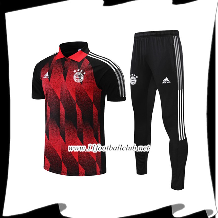 Le Nouveau Ensemble Polo Bayern Munich + Pantalon Rouge/Noir 2021/2022