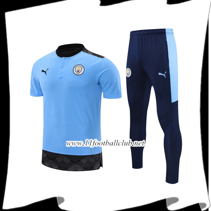 Le Nouveau Ensemble Training T-Shirts Manchester City + Pantalon Bleu 2021/2022