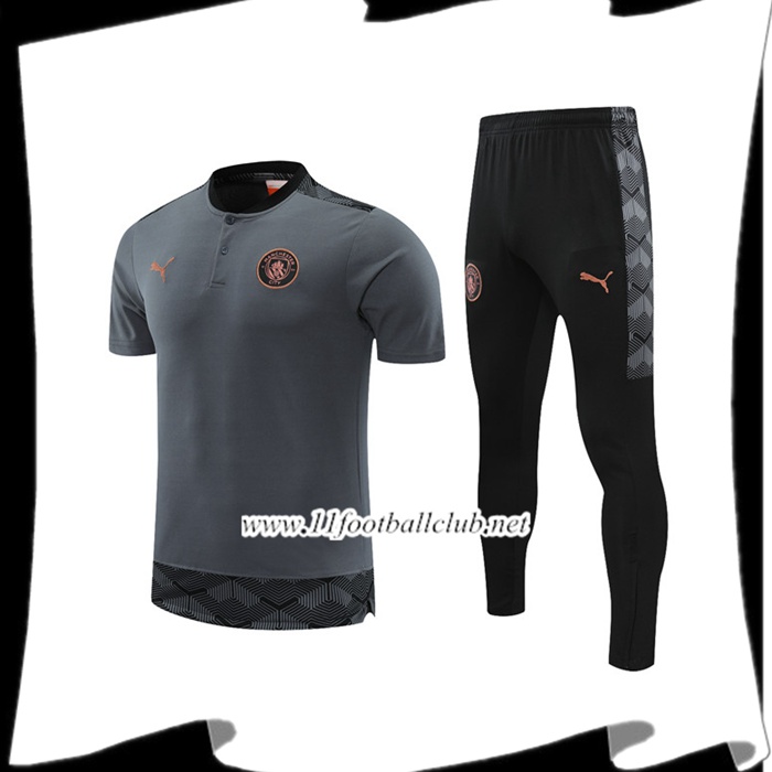 Le Nouveaux Ensemble Training T-Shirts Manchester City + Pantalon Grise 2021/2022