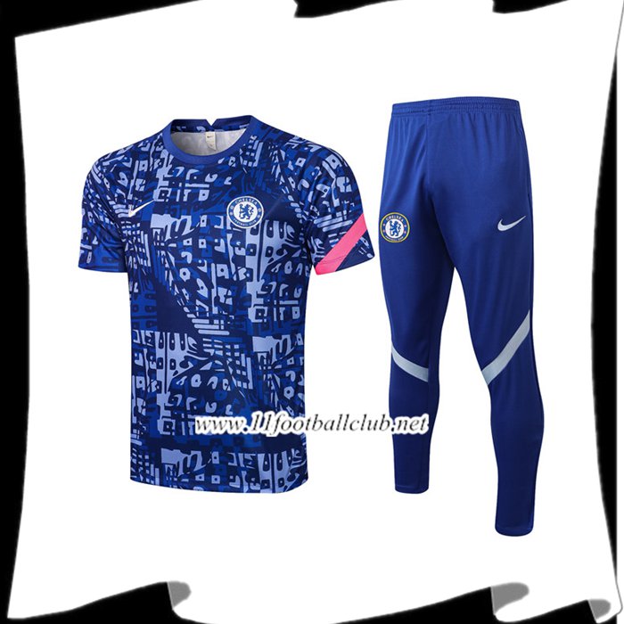 Le Nouveaux Ensemble Training T-Shirts FC Chelsea + Pantalon Bleu 2021/2022