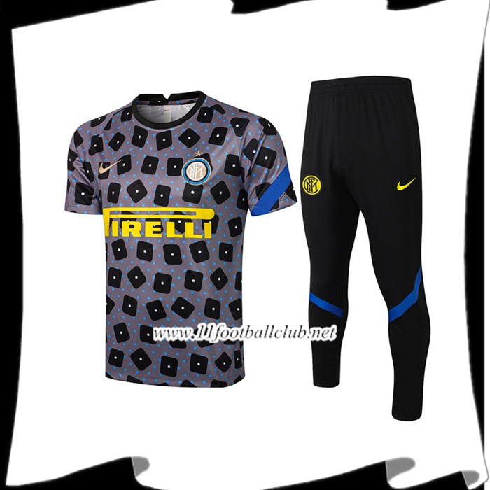 Le Nouveau Ensemble Training T-Shirts Inter Milan + Pantalon Noir/Grise 2021/2022