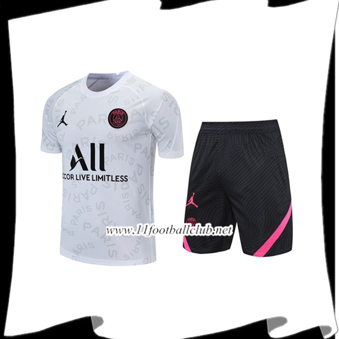 Le Nouveau Ensemble Training T-Shirts PSG Jordan + Shorts Blanc 2021/2022