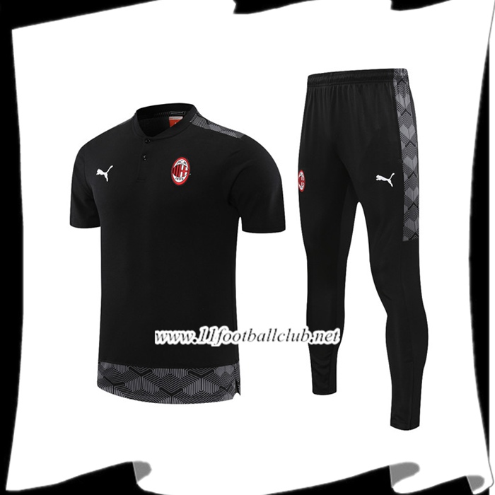 Le Nouveau Ensemble Training T-Shirts Milan AC + Pantalon Noir 2021/2022