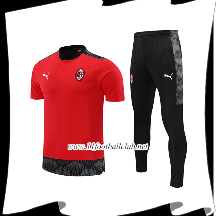 Le Nouveaux Ensemble Training T-Shirts Milan AC + Pantalon Rouge 2021/2022
