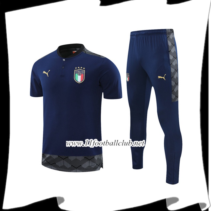 Le Nouveau Ensemble Training T-Shirts Italie + Pantalon Bleu Marin 2021/2022