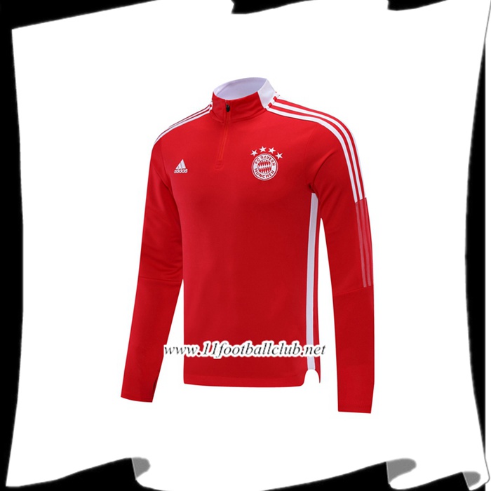 Le Nouveau Sweatshirt Training Bayern Munich Rouge/Noir 2021/2022 -1