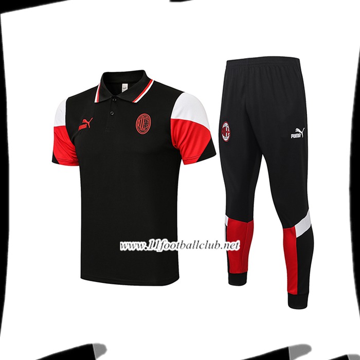Ensemble Polo Milan AC + Pantalon Noir/Rouge 2021/2022