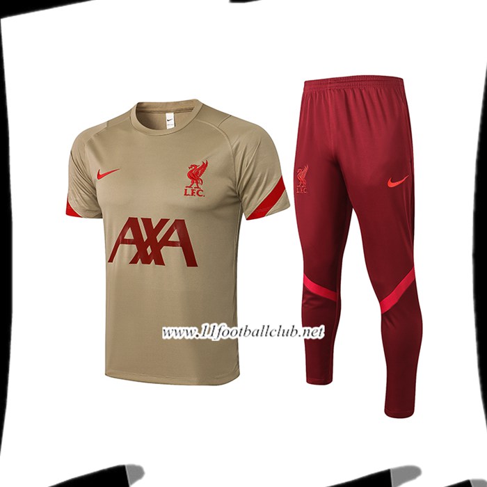 Ensemble Training T-Shirts FC Liverpool + Pantalon Brun 2021/2022