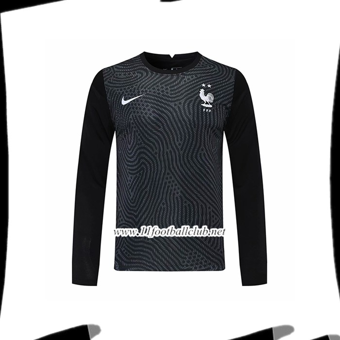 Maillot Equipe Foot France Gardien de But Manche longue Noir 2020