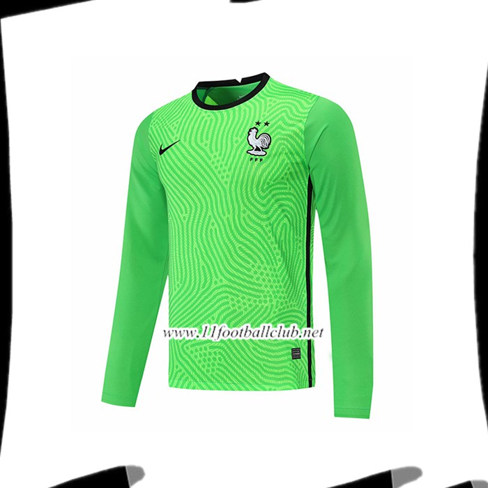 Maillot Equipe Foot France Gardien de But Manche longue Vert 2020