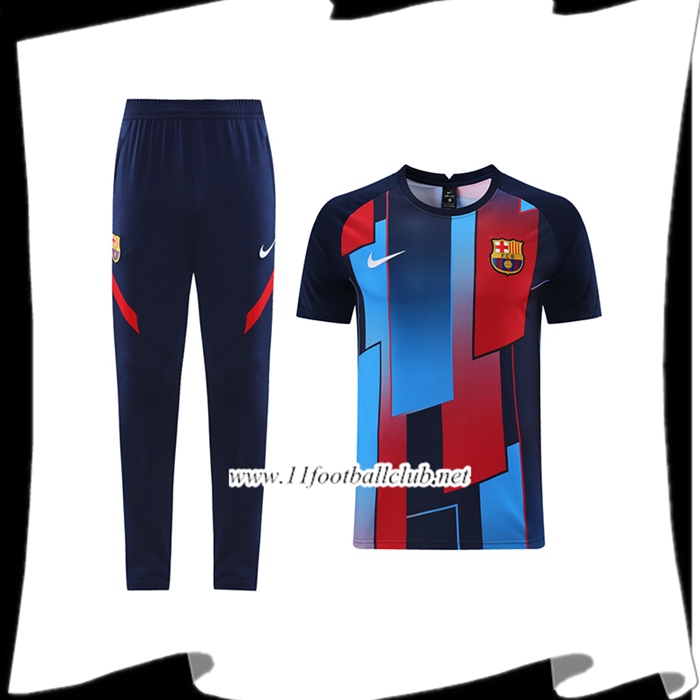 Ensemble Training T-Shirts FC Barcelone + Pantalon Noir/Bleu 2021/2022