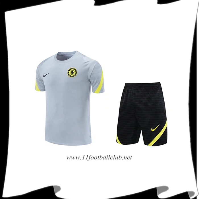 Le Nouveau Ensemble Training T-Shirts FC Chelsea + Short Gris 2021/2022