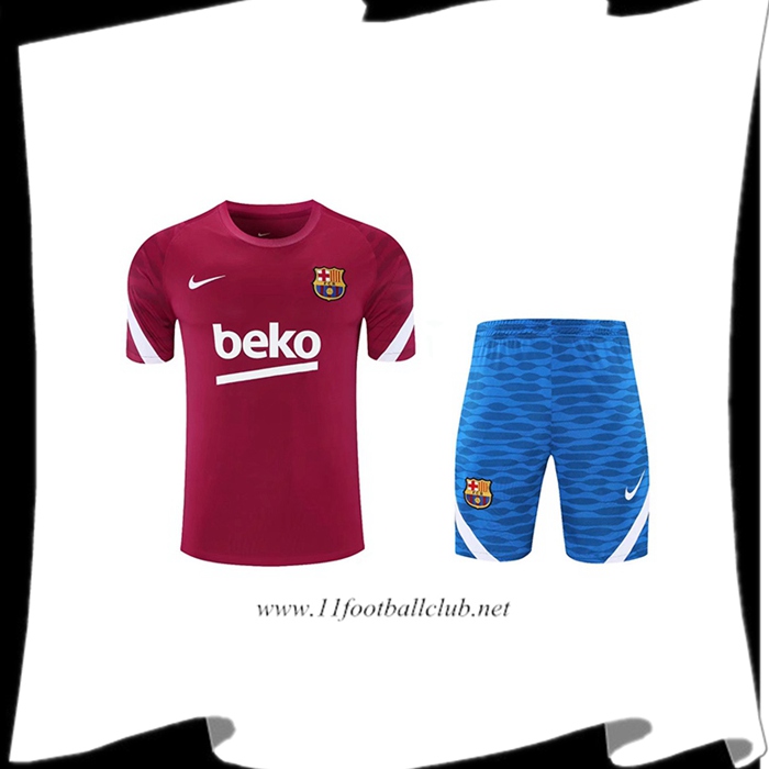 Le Nouveau Ensemble Training T-Shirts FC Barcelone + Short Rouge/Blanc 2021/2022