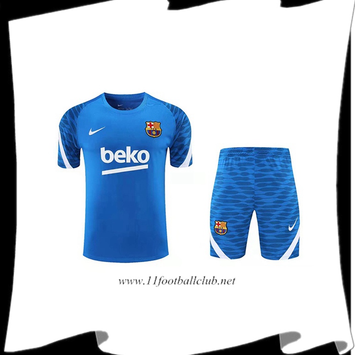 Le Nouveaux Ensemble Training T-Shirts FC Barcelone + Short Bleu 2021/2022
