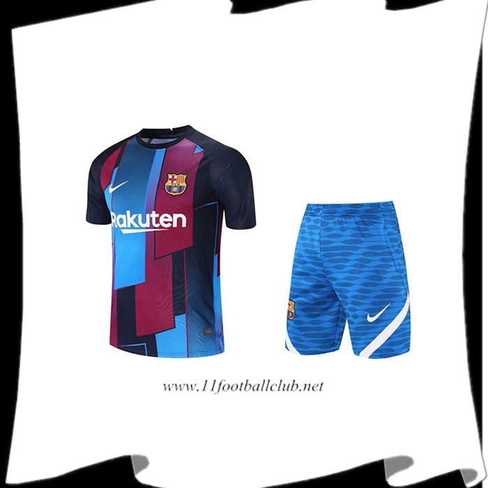 Le Nouveau Ensemble Training T-Shirts FC Barcelone + Short Rouge/Bleu 2021/2022