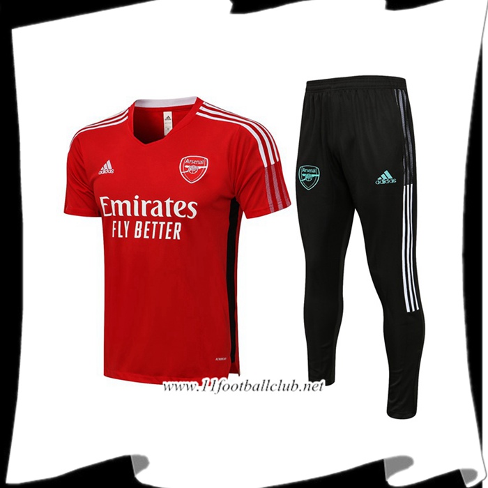 Le Nouveaux Ensemble Training T-Shirts FC Arsenal + Pantalon Rouge 2021/2022