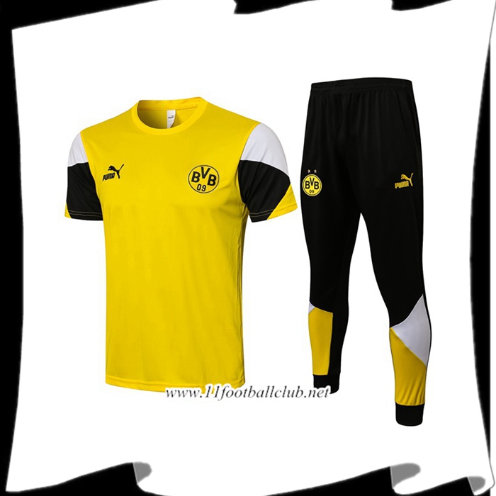 Le Nouveaux Ensemble Training T-Shirts Dortmund BVB + Pantalon Jaune、Noir 2021/2022