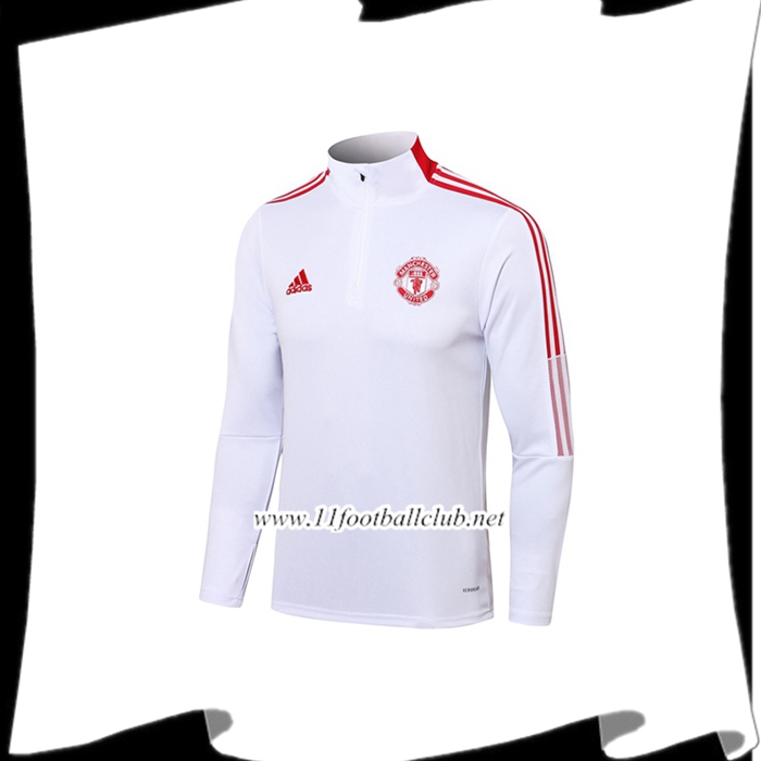 Le Nouveau Sweatshirt Training Manchester United Blanc/Rouge 2021/2022