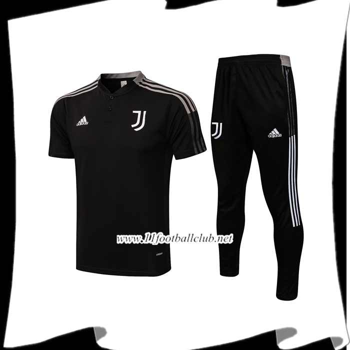 Le Nouveau Ensemble Training T-Shirts Juventus + Pantalon Noir/Blanc 2021/2022