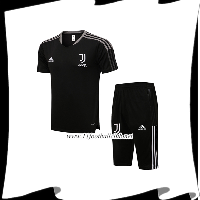 Le Nouveau Ensemble Training T-Shirts Juventus + Short Noir/Blanc 2021/2022