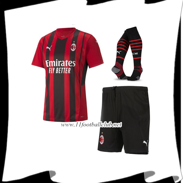 Le Nouveau Ensemble Maillot Foot AC Milan Domicile (Short + Chaussettes) 2021/2022