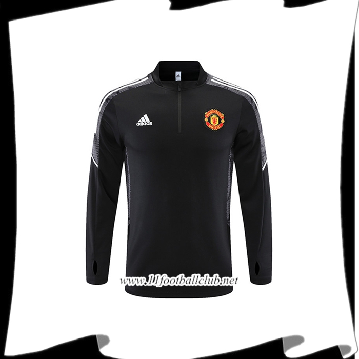 Le Nouveau Sweatshirt Training Manchester United Noir/Blanc 2021/2022