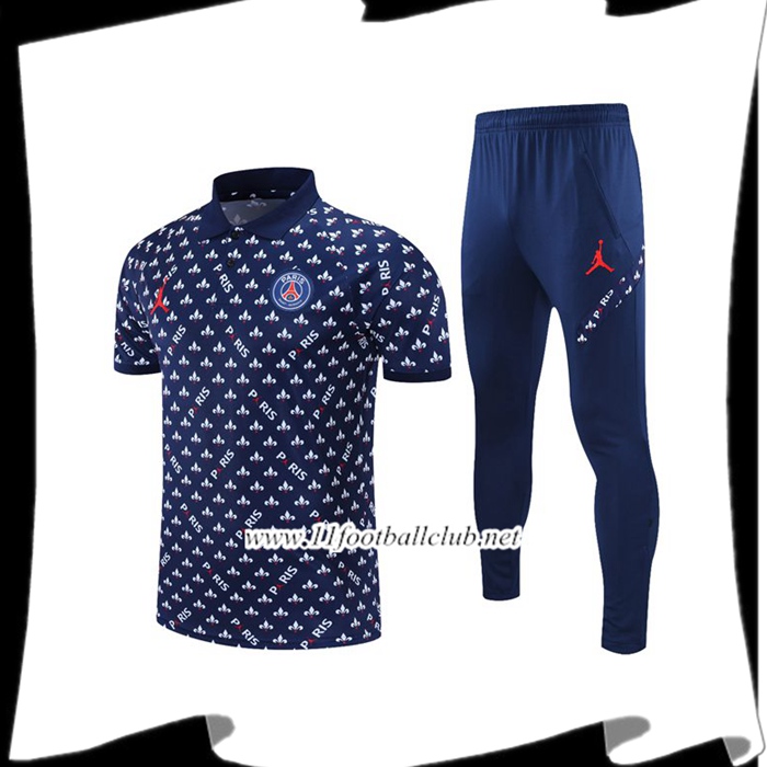 Le Nouveaux Ensemble Polo Jordan PSG + Pantalon Bleu Marin/Blanc 2021/2022
