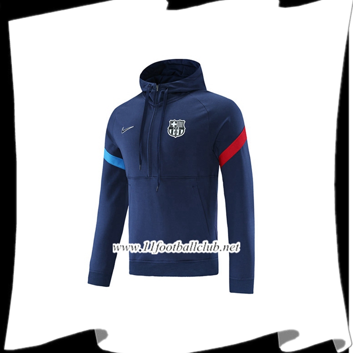 Le Nouveau Sweatshirt Training Capuche Barcelone Bleu Marin/Rouge/Bleu 2021/2022