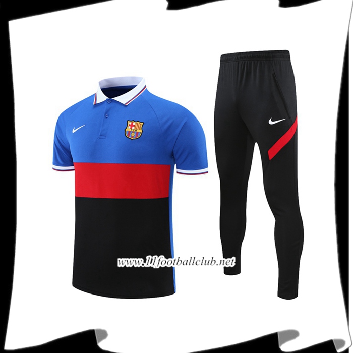 Ensemble Polo FC Barcelone + Pantalon Bleu/Noir/Rouge 2021/2022