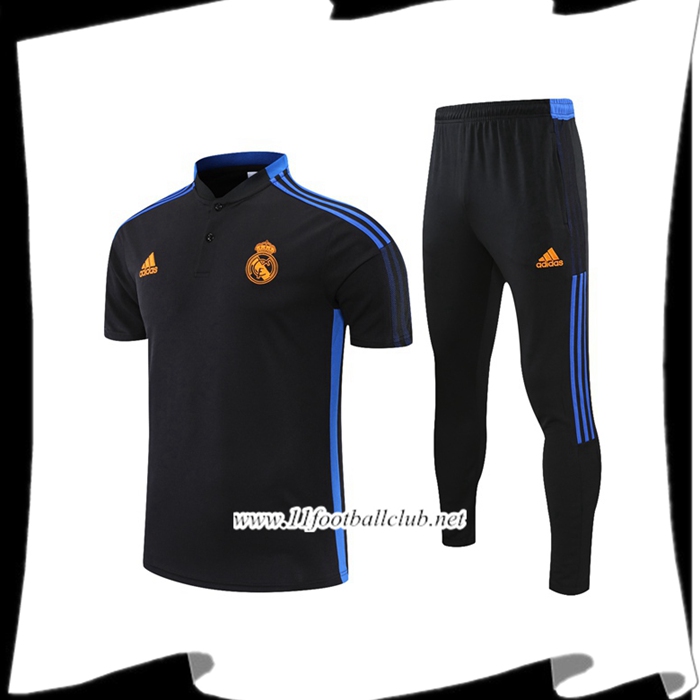 Ensemble Polo Real Madrid + Pantalon Noir/Bleu 2021/2022