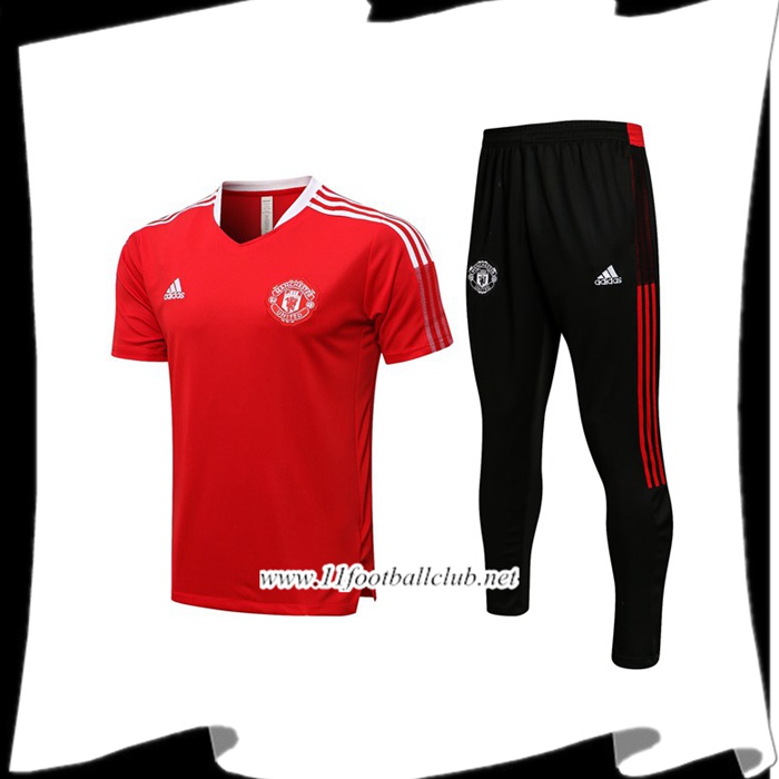 Ensemble Polo Manchester United + Pantalon Rouge/Blanc 2021/2022 -02