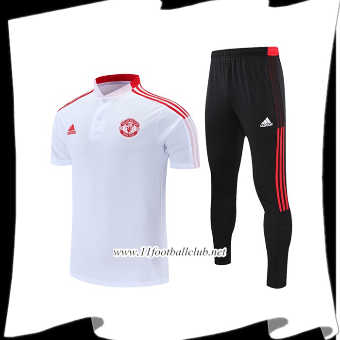 Ensemble Polo Manchester United + Pantalon Blanc/Rouge2021/2022