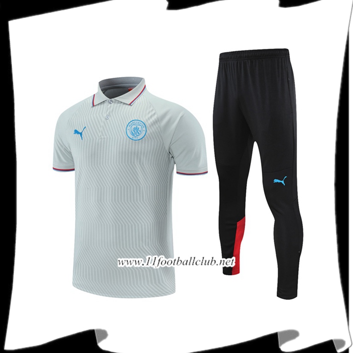 Ensemble Polo Manchester City + Pantalon Rouge/Gris 2021/2022