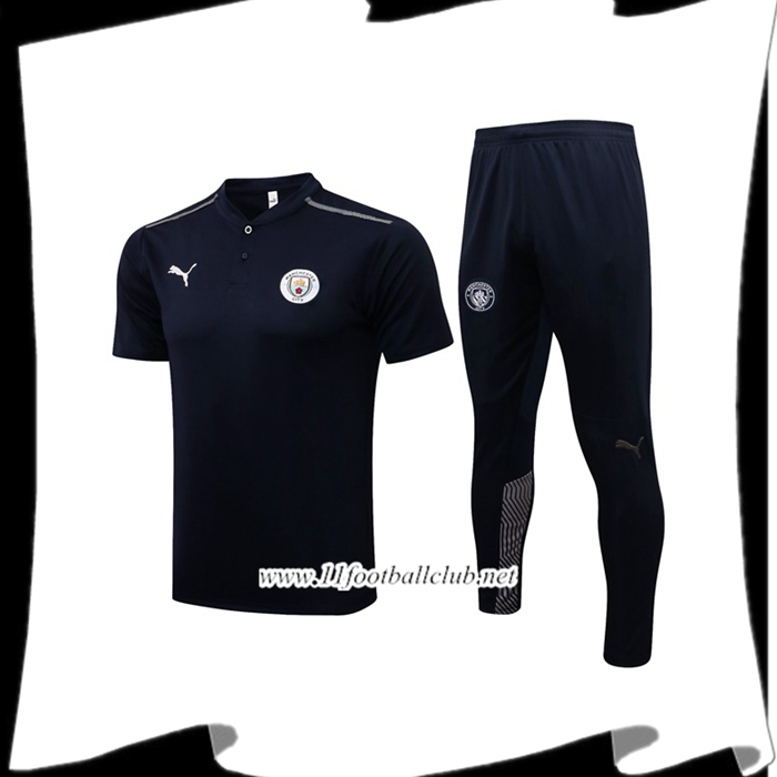 Ensemble Polo Manchester City + Pantalon Noir/Gris 2021/2022