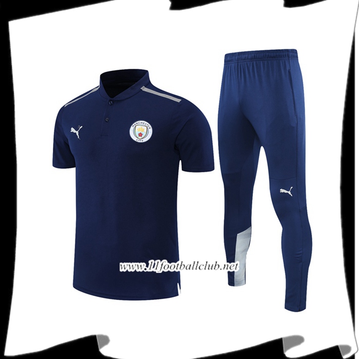 Ensemble Polo Manchester City + Pantalon Gris/Bleu Marin 2021/2022