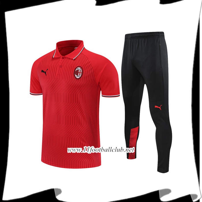 Ensemble Polo Milan AC + Pantalon Rouge 2021/2022 -01