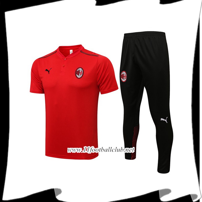 Ensemble Polo Milan AC + Pantalon Rouge/Noir 2021/2022