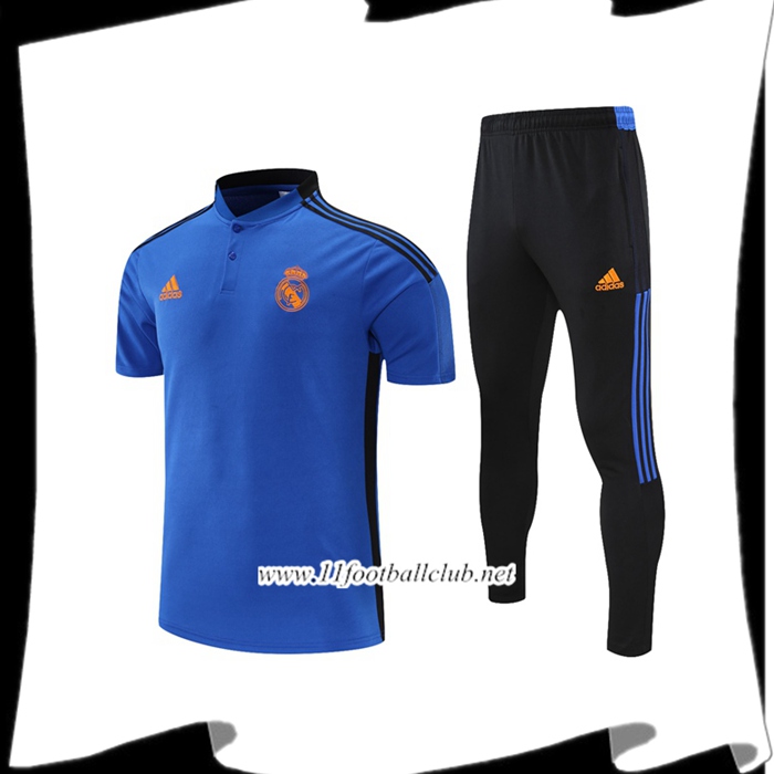 Ensemble Polo Real Madrid + Pantalon Noir/Bleu 2021/2022 -01