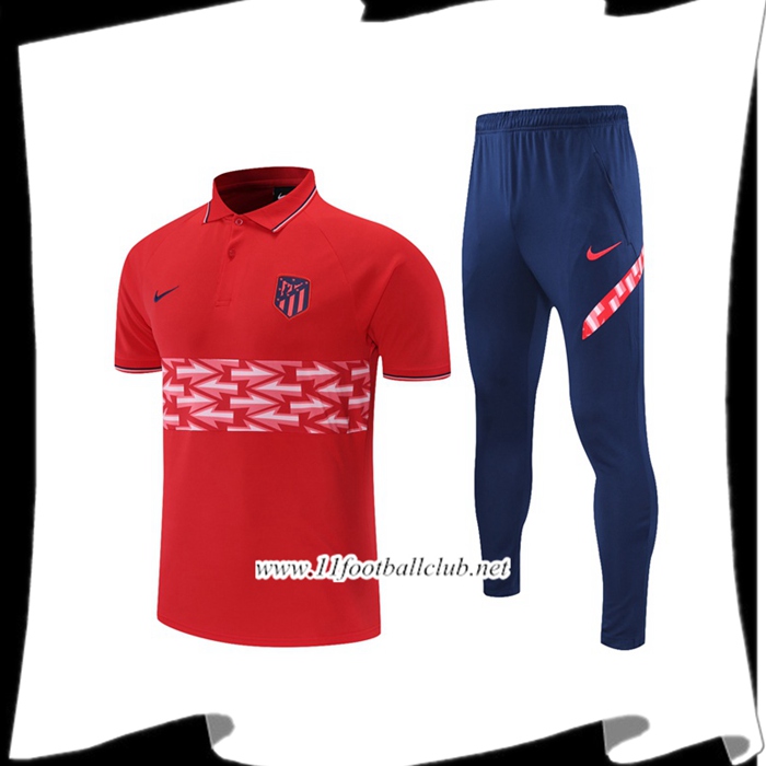 Ensemble Polo Atletico Madrid + Pantalon Blanc/Rouge 2021/2022