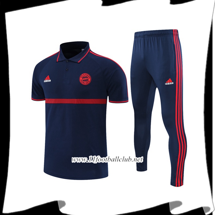 Ensemble Polo Bayern Munich + Pantalon Bleu Marin/Rouge 2021/2022