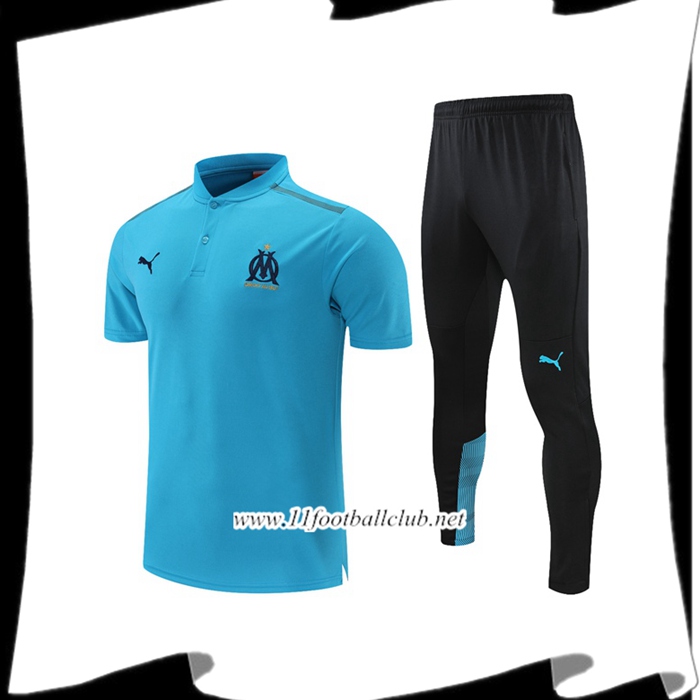 Ensemble Polo Marseille OM + Pantalon Gris/Bleu 2021/2022